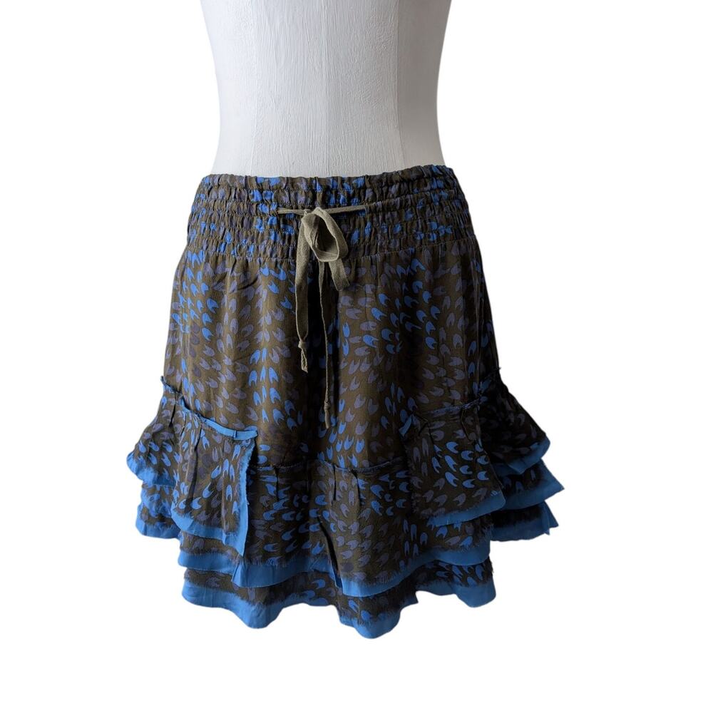 Free People 2010s layered ruffle silk mini skirt